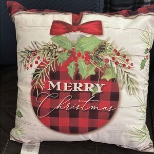 Festive Red and Green Christmas Pillow